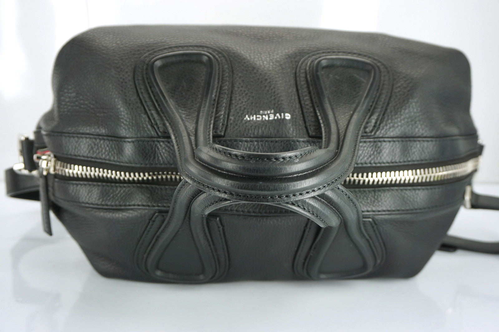 Givenchy Black Leather Nightengale Medium Waxy Satchel Shoulder Bag $2450 New