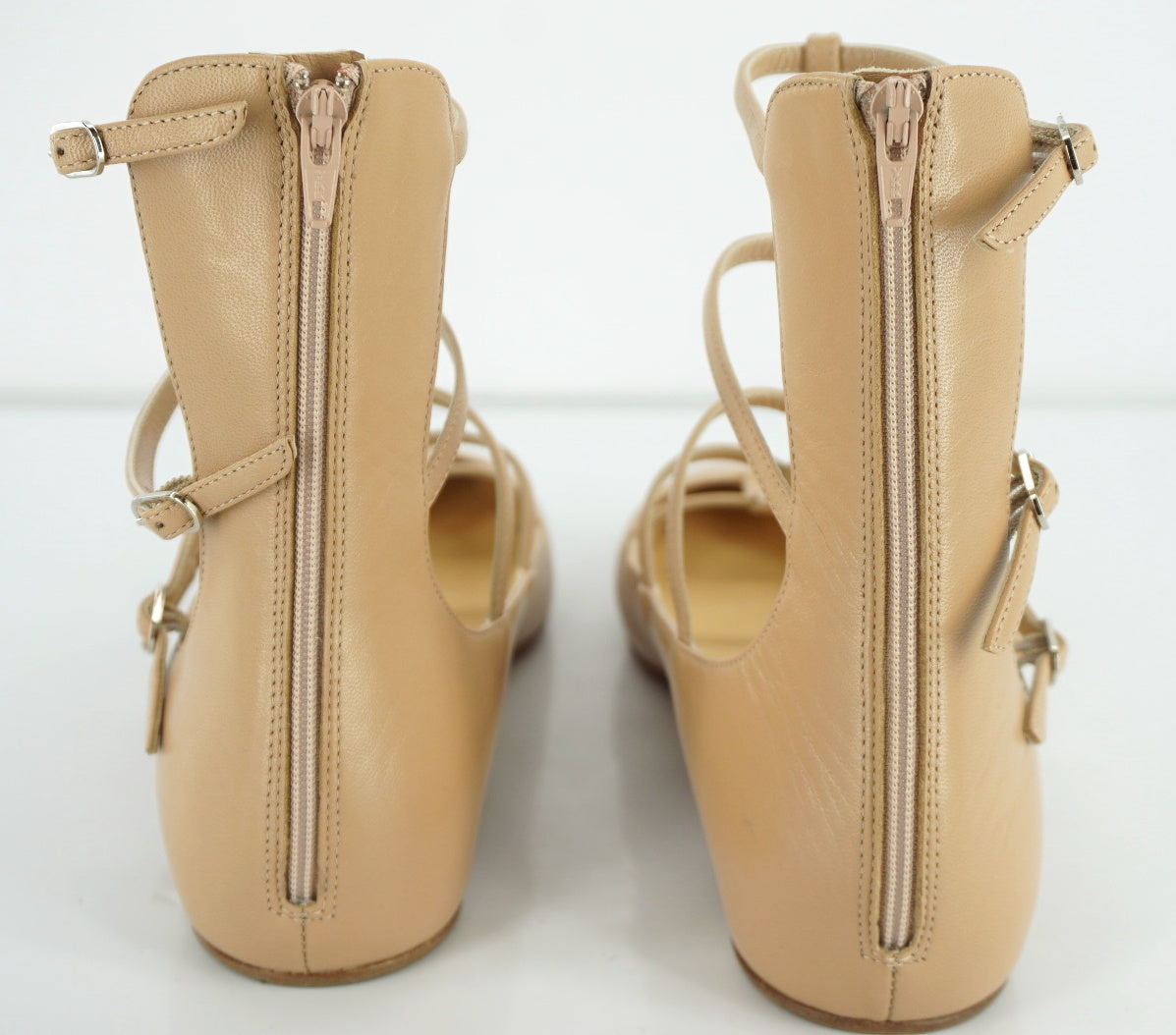 Christian Louboutin Nude Calf Toerless Strappy Flat Sandals Size 38 NIB $845