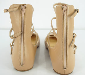 Christian Louboutin Nude Calf Toerless Strappy Flat Sandals Size 38 NIB $845