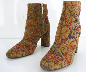 Yves SAINT LAURENT Loulou Tapestry block Heel Ankle Boots SZ 39.5 NIB YSL $995