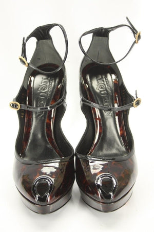 Alexander McQueen Key Hole Open Toe Platform Ankle Strap Sandal SZ 38 NIB $1095