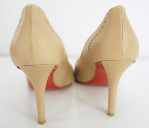 Christian Louboutin Womens Marpelissimo Pump Nude Leather Size 38.5