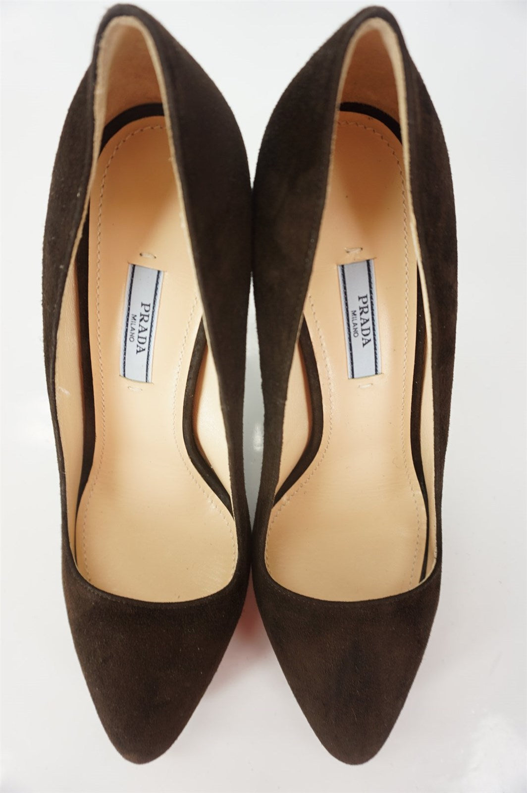 Prada Brown suede hidden platform almond toe pumps size 40 10 New $750