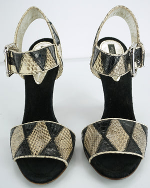 Dolce & Gabbana Diamond Snake Print Ankle Strap Sandals SZ 8 New high heels $775