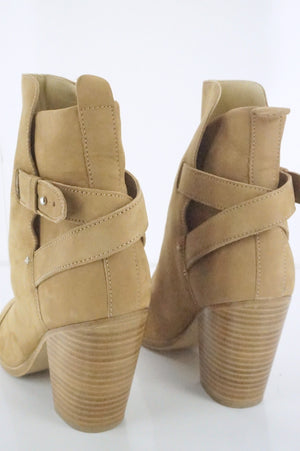 Rag & Bone Kinsey Brown Suede Block Heels Ankle Boots Size 38 $595 NIB