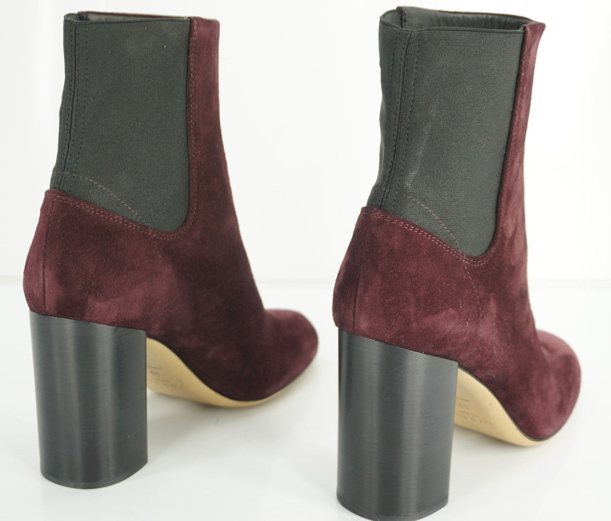 Rag & Bone Agnes Wine Suede Leather Heels Ankle Boots Sz 39 Stretch $575 Chelsea