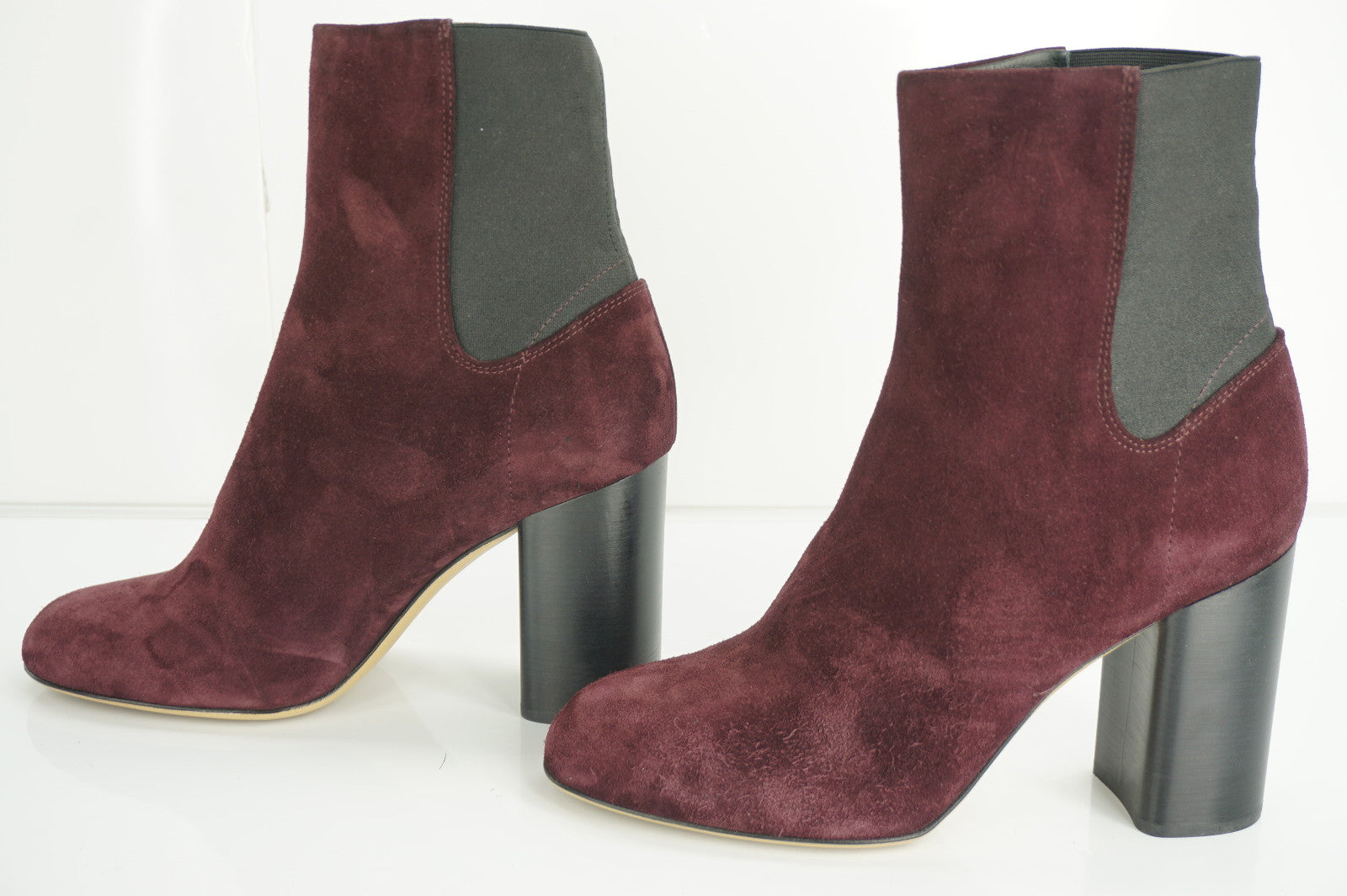 Rag & Bone Agnes Wine Suede Leather Heels Ankle Boots Sz 39 Stretch $575 Chelsea