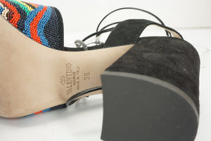 Valentino Native Tibal Beaded Lace-Up Sandals SZ 38 Ankle Strap $1375 NIB