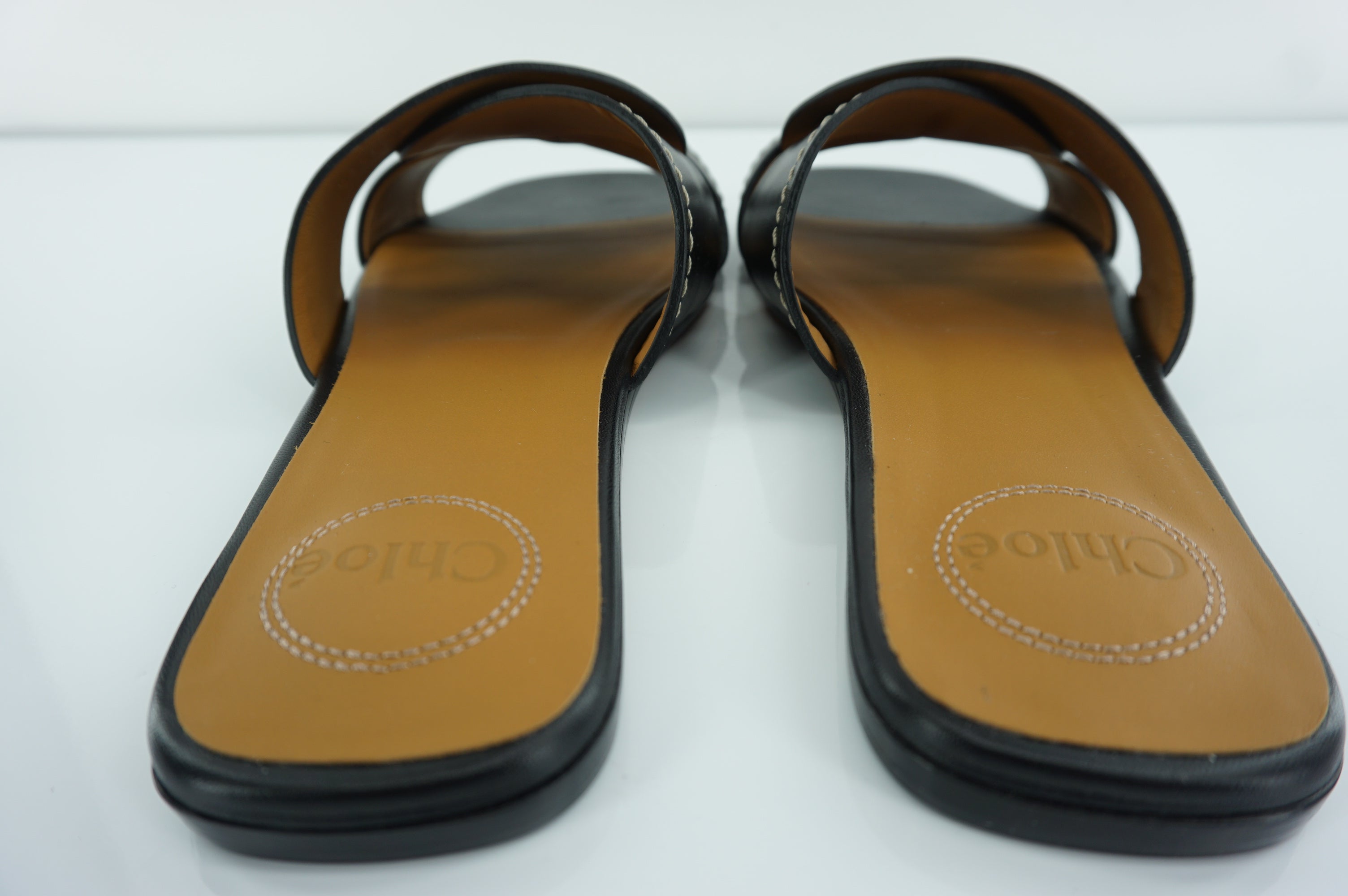 Chloe Candice Flat Twist Slide Sandals SZ 40 10 NIB New 595 Black