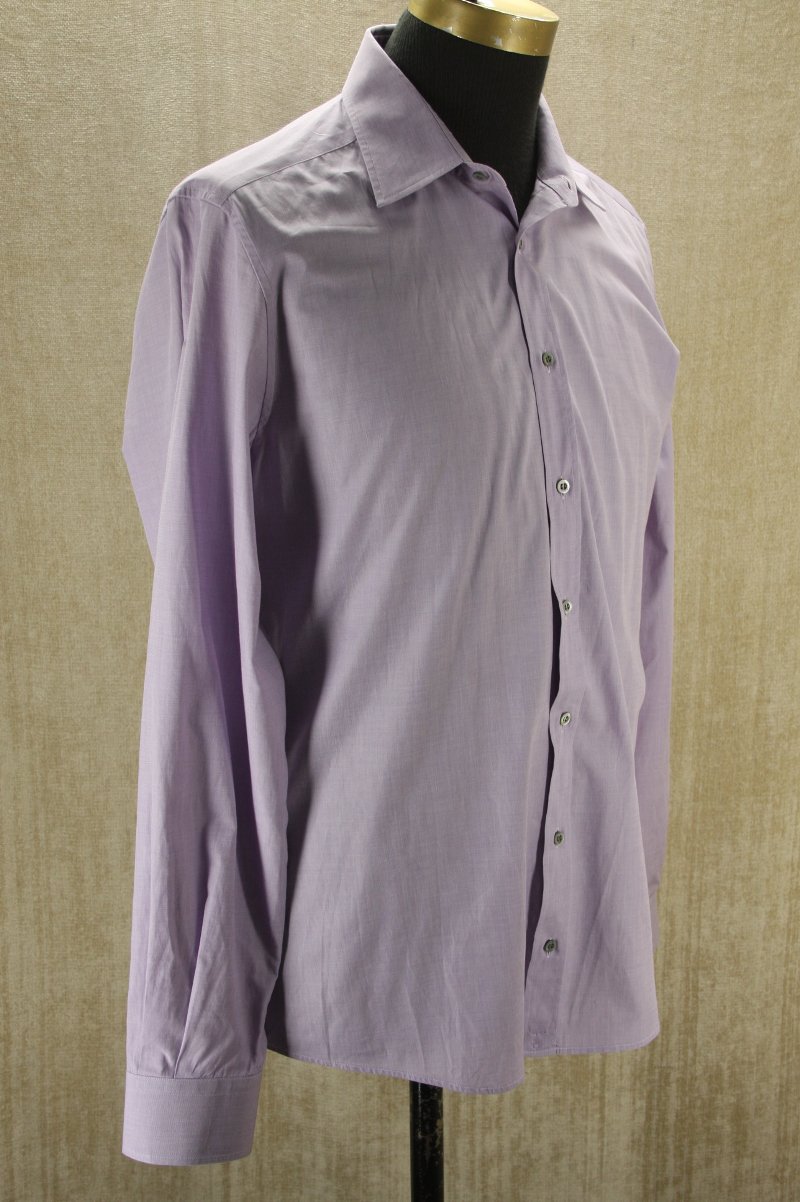 Gucci Men’s Fitted Purple Lilac Cotton Button Down Dress Shirt Size 17 43 $350