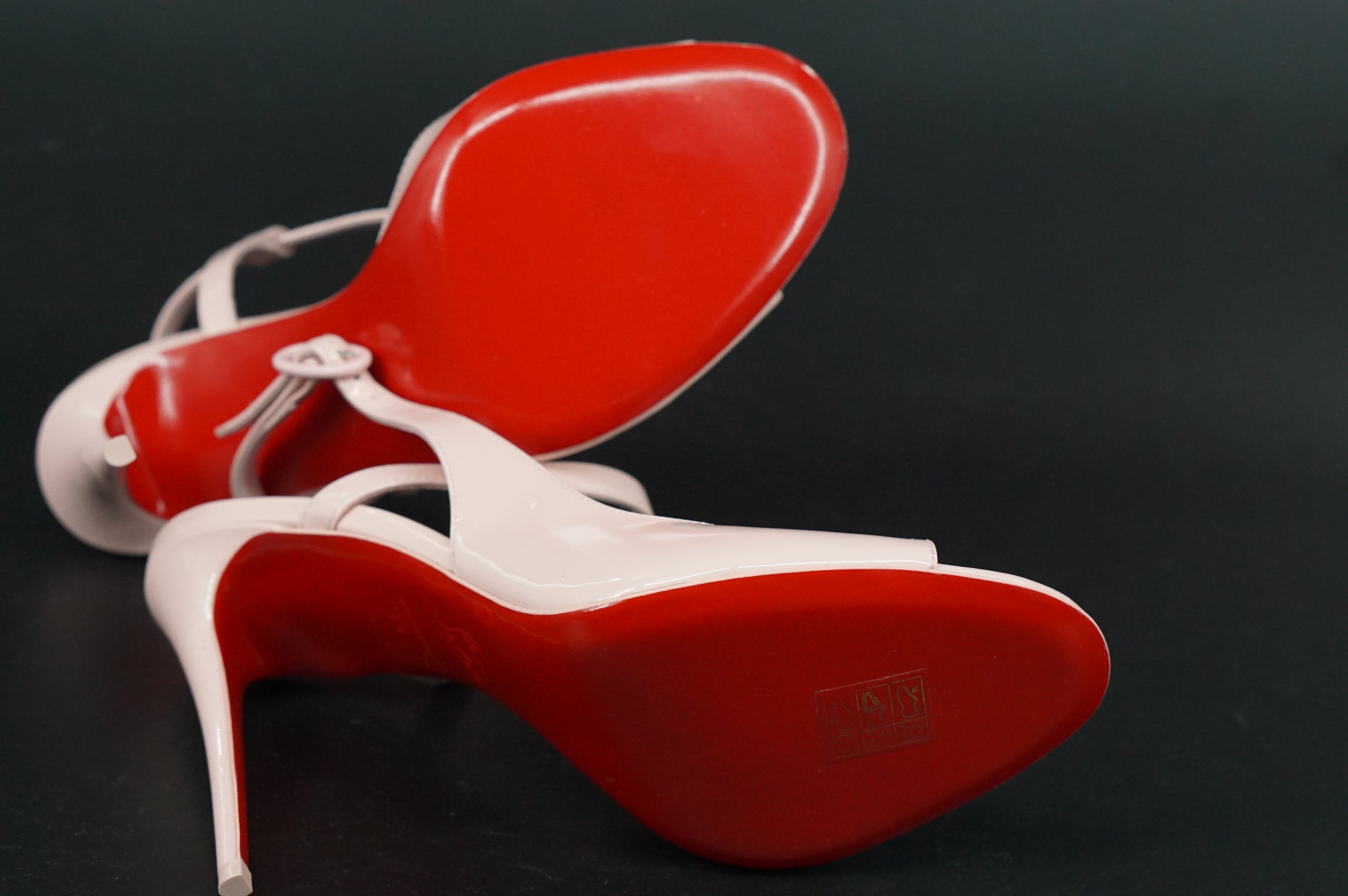 Christian Louboutin Jenlove 100 Pink Patent Sandals Size 38 Ankle Strap $945 NIB
