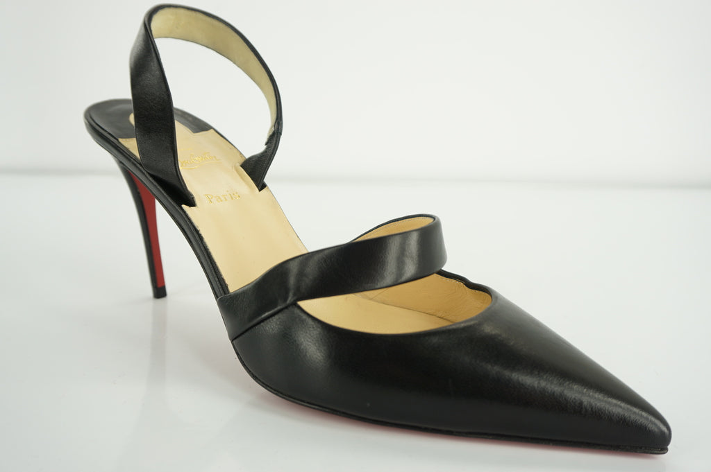 Christian Louboutin Womens Actina Slingback Pump Black Leather Size 39