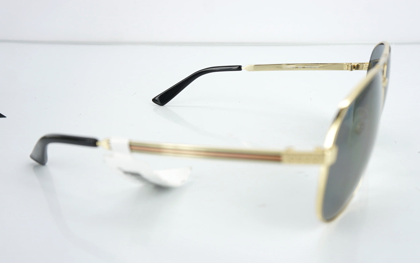 Gucci Aviator Sunglasses GG 0237/S $455 New Metal Gold Gunmetal Flash