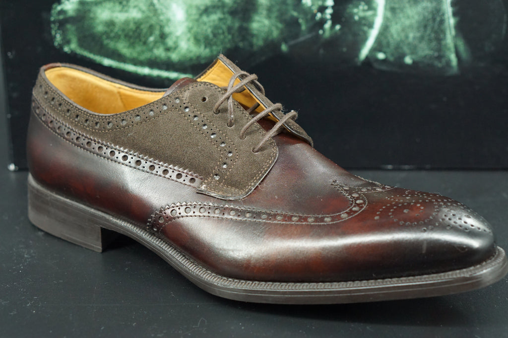 Magnanni MidBrown Leather Roda Wingtip Oxfords Dress Shoes SZ 8.5 New $395 Men's