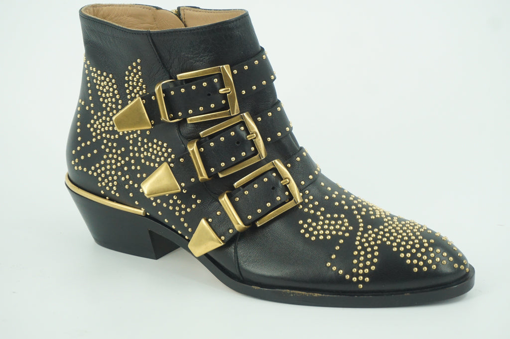 Chloe Suzanna Ankle Boot Black Leather Size 5 Womens