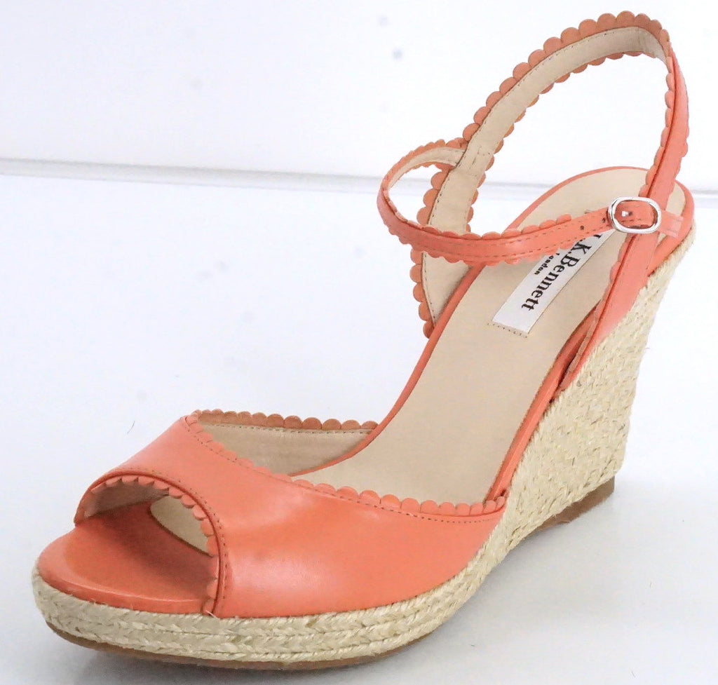 LK Bennett Seve Scalloped Leather Platform Espadrille Sandals SZ 39 New $345