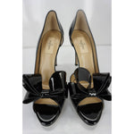 Valentino Garavani Black Patent Leather Bow d'Orsay Heel Pumps SZ 38.5 NIB $675