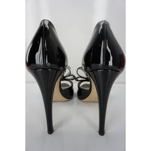 Valentino Garavani Black Patent Leather Bow d'Orsay Heel Pumps SZ 38.5 NIB $675