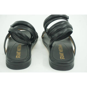 Stuart Weitzman Beatrix Black Leather Ankle Flat Wrap Sandals Size 5.5 NIB